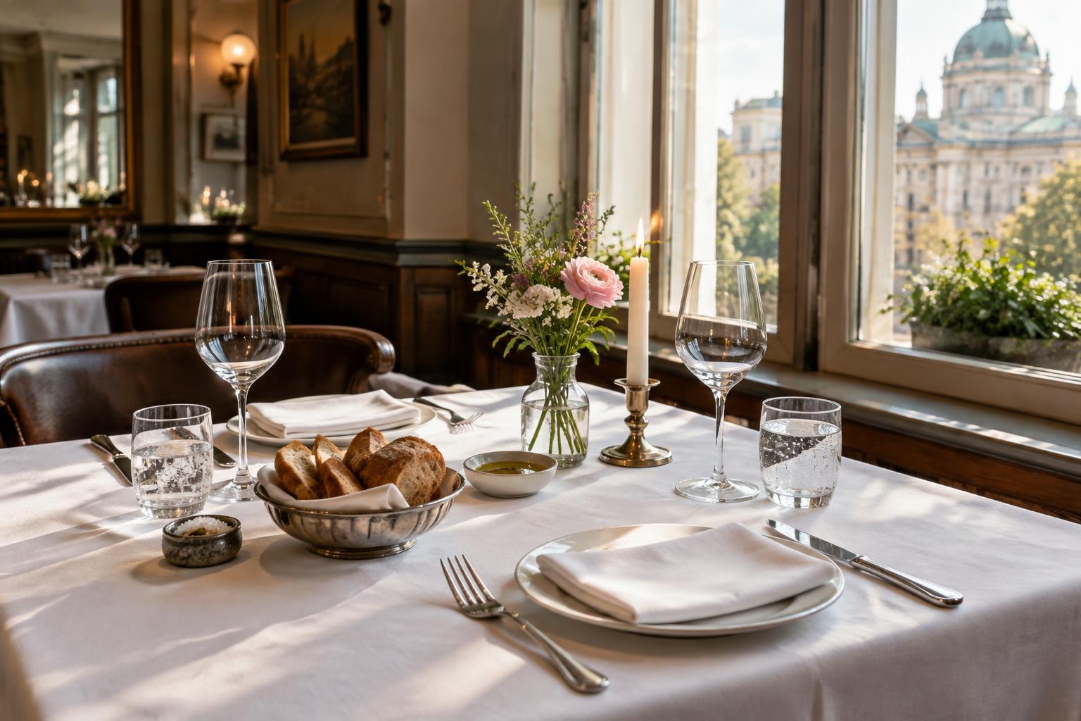 Gedeckter Tisch in einem Wiener Restaurant